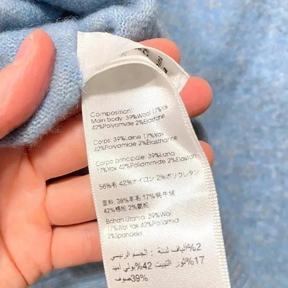 3.1 Phillip Lim Lofty Pullover Sweater Blue Alpaca Pearl Cuffs Size Small - Picture 7 of 7